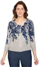 Load image into Gallery viewer, Women's 3/4 Sleeve Knit Printed And Embellished Cardigan Sweater
