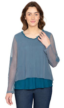 Load image into Gallery viewer, High Low Mesh Layered Knit Top

