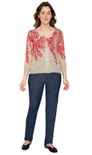 Load image into Gallery viewer, Women's 3/4 Sleeve Knit Printed And Embellished Cardigan Sweater
