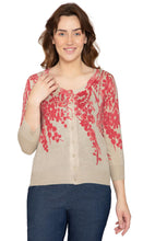 Load image into Gallery viewer, Women's 3/4 Sleeve Knit Printed And Embellished Cardigan Sweater
