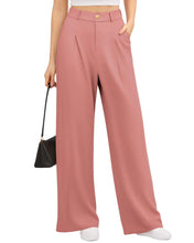 Load image into Gallery viewer, CLOZOZ Womens Wide Leg Palazzo Pants Belted High Waisted Business Casual Flowy Long Trousers with Pockets Pink - # GIAA23410019
