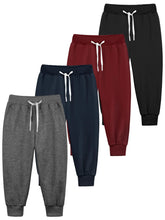 Load image into Gallery viewer, Resinta 4 Pack Toddler and Boys Joggers Sweatpants Kids Pull-On Active Athletic Pants with Drawstring Elastic Waistband 5T Black, Dark Gray, Navy Blue, Burgundy - # BOAA11410003

