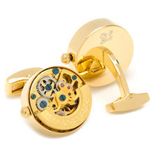 Load image into Gallery viewer, Gold on Gold Kinetic Watch Movement Cufflinks
