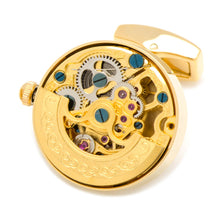 Load image into Gallery viewer, Gold on Gold Kinetic Watch Movement Cufflinks
