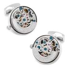 Load image into Gallery viewer, Silver Stainless Steel Kinetic Watch Movement Cufflinks
