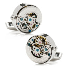 Load image into Gallery viewer, Silver Stainless Steel Kinetic Watch Movement Cufflinks
