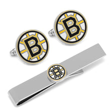 Load image into Gallery viewer, NHL Boston Bruins Cufflinks &amp; Tie Clip Gift Set
