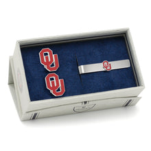 Load image into Gallery viewer, NCAA University of Oklahoma Cufflinks and Tie Bar Gift Set
