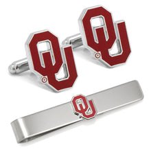 Load image into Gallery viewer, NCAA University of Oklahoma Cufflinks and Tie Bar Gift Set
