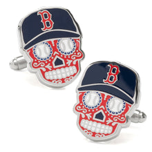 Load image into Gallery viewer, MLB Boston Red Sox Sugar Skull Cufflinks &amp; Lapel Pin Gift Set
