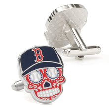 Load image into Gallery viewer, MLB Boston Red Sox Sugar Skull Cufflinks &amp; Lapel Pin Gift Set
