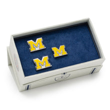 Load image into Gallery viewer, NCAA University of Michigan Wolverine Cufflinks and Lapel Pin Gift Set
