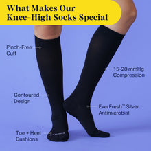 Load image into Gallery viewer, Knee-High Compression Socks – 4 Pack Solids
