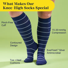 Load image into Gallery viewer, Knee-High Compression Socks – Stripes
