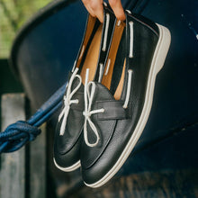 Load image into Gallery viewer, Women's Black Pebbled Leather Barca Yacht Loafer
