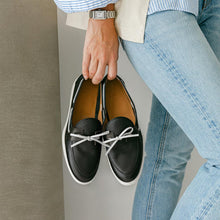 Load image into Gallery viewer, Women's Black Pebbled Leather Barca Yacht Loafer
