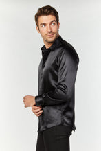 Load image into Gallery viewer, Men's Satin Black Dress Shirt
