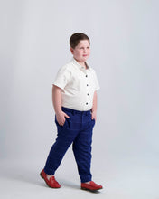 Load image into Gallery viewer, Black Buttons Short Sleeve Dress Shirt with Houndstooth Contrast

