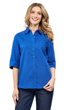 Load image into Gallery viewer, Womens Regular Fit 3/4 Sleeve Button Down Collared Camp Shirt
