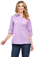 Load image into Gallery viewer, Womens Regular Fit 3/4 Sleeve Button Down Collared Camp Shirt
