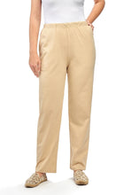 Load image into Gallery viewer, Women's Knit Pull on Pants - Cotton Blend with Flat Front waistband
