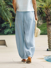 Load image into Gallery viewer, 100% Linen Broad Elastic Waistband Pants TALIA
