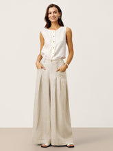 Load image into Gallery viewer, 100% Linen Sculpted Pleat Elasticated Back Relaxed Pants VERIDIANA
