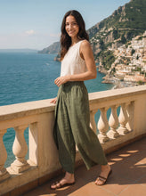 Load image into Gallery viewer, 100% Linen Layered Slit Wide-Leg Drawstring Pants PEREGRINE
