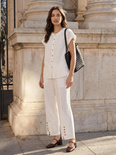 Load image into Gallery viewer, 100% Linen Buttoned Split-Hem Pants ALINA
