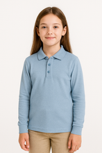 Load image into Gallery viewer, Boys/ Unisex Long Sleeve Pique Polo Shirt - single
