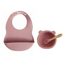 Load image into Gallery viewer, Colorful Silicone Feeding Set for Babies: Bib, Bowl, and Spoon
