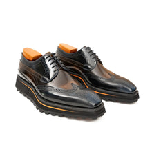 Load image into Gallery viewer, Patent leather shoes Platform brogues Blue
