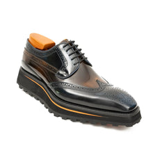 Load image into Gallery viewer, Patent leather shoes Platform brogues Blue
