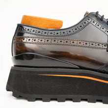 Load image into Gallery viewer, Patent leather shoes Platform brogues Blue
