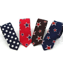 Load image into Gallery viewer, Patriotic Stars USA Collection Skinny Ties - 4 Colors &amp; Styles
