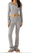 Load image into Gallery viewer, Women's High-Waist Knit Hooded Set: Fashionable Long-Sleeve Top &amp; Trousers - # GIAA23410012
