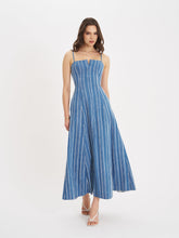 Load image into Gallery viewer, Abygail Stripe Cotton Denim Maxi Dress
