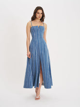 Load image into Gallery viewer, Abygail Stripe Cotton Denim Maxi Dress
