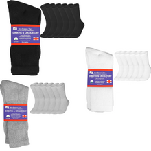 Load image into Gallery viewer, 3-12 Pairs Health Circulatory Crew Cotton Diabetic Socks White 9-11 10-13 13-15
