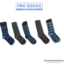 Load image into Gallery viewer, PBG Best Mens Dress Socks - 5-Pack, Black/Blue, Sizes 10-13, Stylish &amp; Comfortable
