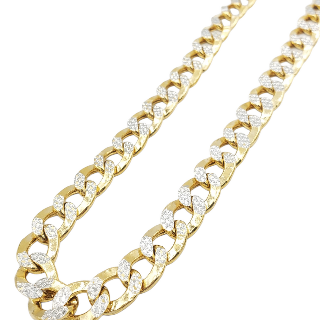 10K Gold- Hollow Cuban Link Diamond Cut (Pave) Chain