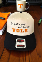 Load image into Gallery viewer, SC - Vols I’m Just a Girl Natural/Black Embroidered Hat
