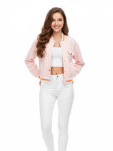 Load image into Gallery viewer, Pink Short Baseball-Style Jacket For Women, Williamsburg, BYMANYC New York.
