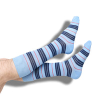 Load image into Gallery viewer, Powder Triple Stripe Dress Socks
