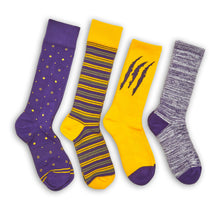 Load image into Gallery viewer, Gold / Purple Mixed Socks 4 Pack -B

