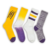 Load image into Gallery viewer, Gold / Purple Mixed Socks 8 Pack
