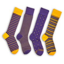 Load image into Gallery viewer, Gold / Purple Mixed Socks 8 Pack
