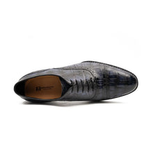 Load image into Gallery viewer, Purplish Blue Crocodile Oxford Shoes Goodyear Norwegian 8016

