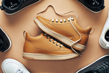 Load image into Gallery viewer, CALTO - Q274  - 2 Inches Taller (Camel Brown &amp; Gum Sole) - Elevated Leatherette Micro-Perforated Sneakers
