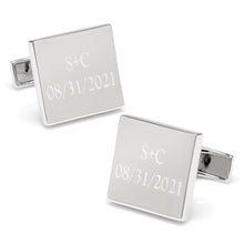 Load image into Gallery viewer, Personalized Wedding Day Engravable Square Cufflinks
